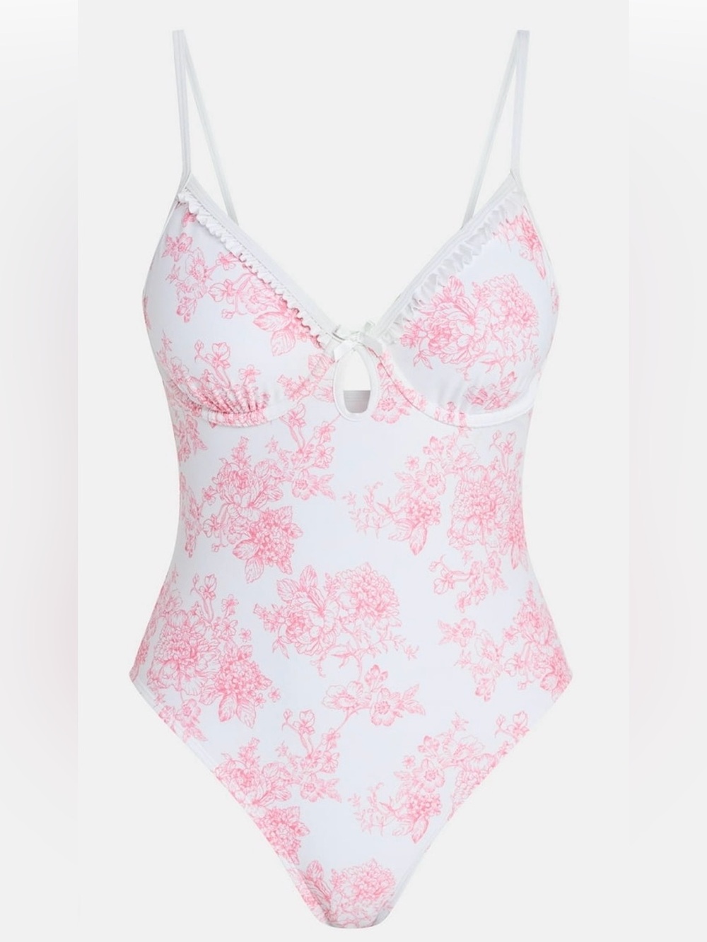 No Boundaries Pink&White Floral Print One-Piece Swimsuit Size Large NEW!!!